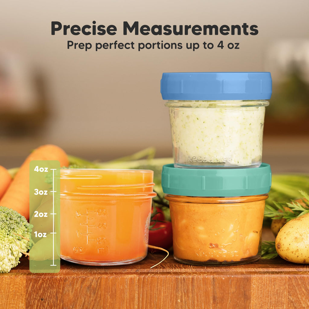 KeaBabies 12pk 4oz Glass Baby Food Containers with Lids, Leak-Proof (Kea)