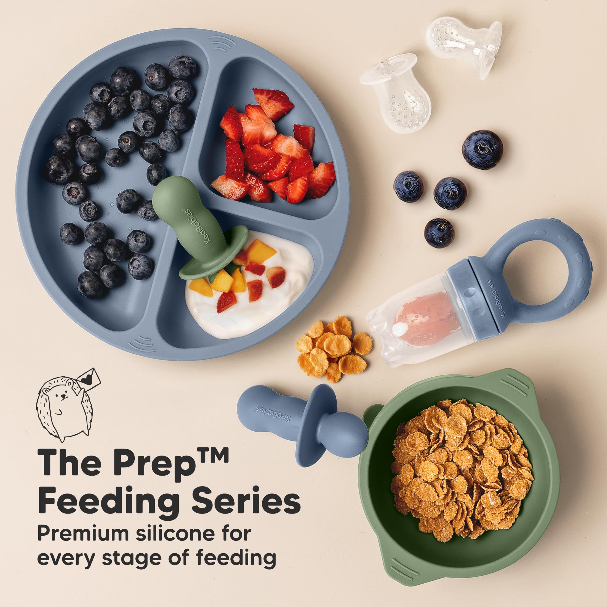 KeaBabies Baby Fruit Feeder 2pk, Silicone Baby Food Feeder,BPA-Free (Peace)