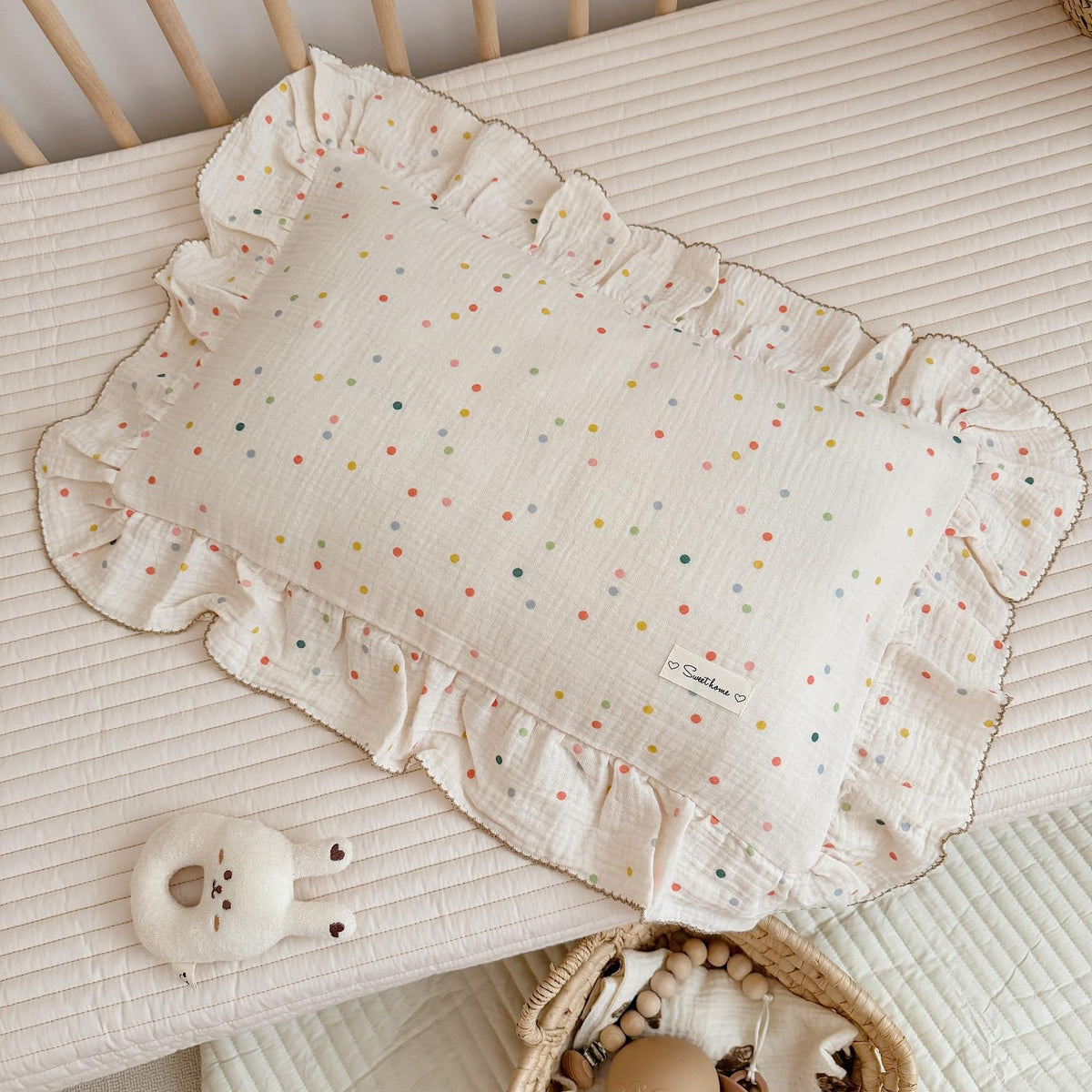 BuLuTu Muslin Toddler Pillowcase for Girls Boys, Sheep Pattern, 14"x20"