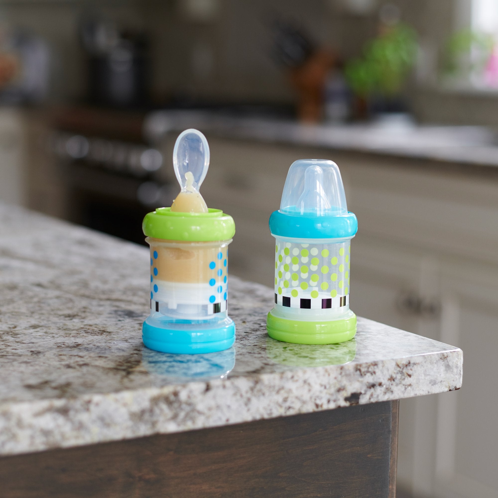 Sassy Baby Food Nurser – 4+ Months Set of 2- 4oz 100% Silicone Nipple and Spoon BPA-Free (30182)
