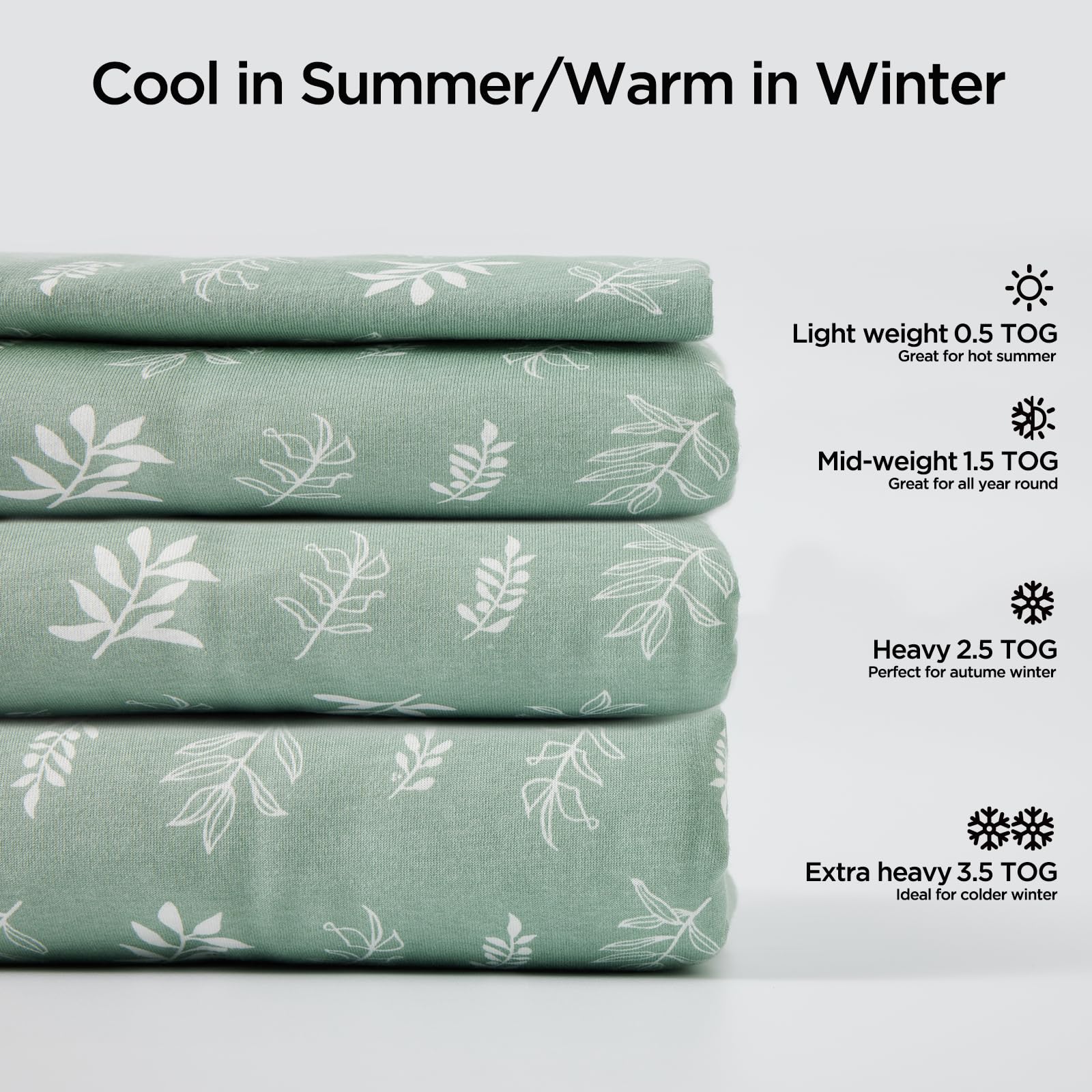 Duomiaomiao 3.5 TOG Toddler Sleep Bag 6-12 Months 100% Cotton Winter Side Open Zipper Baby Sleep Sack with Feet, Warm Toddler Wearable Blanket