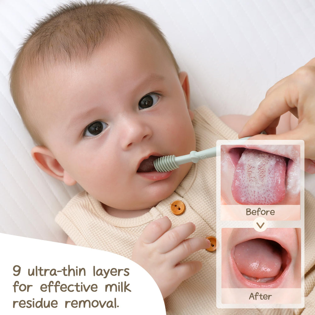 Moonkie Baby Tongue Cleaner, Toddler Toothbrush, Baby Oral Cleaner Newborn Kit for 3 Months+, 3 Pcs (Blush/Pale Mauve/Ivory)