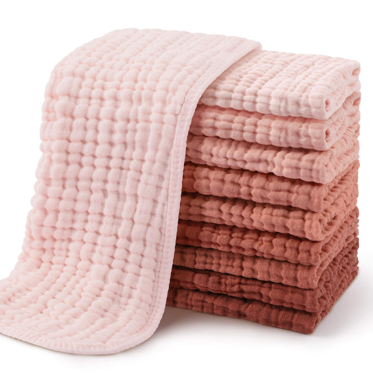Yoofoss Muslin Burp Cloths for Baby 10 Pack 100% Organic Cotton Baby Washcloths for Boys Girls Large 20''X10'' Super Soft and Absorbent Elephant
