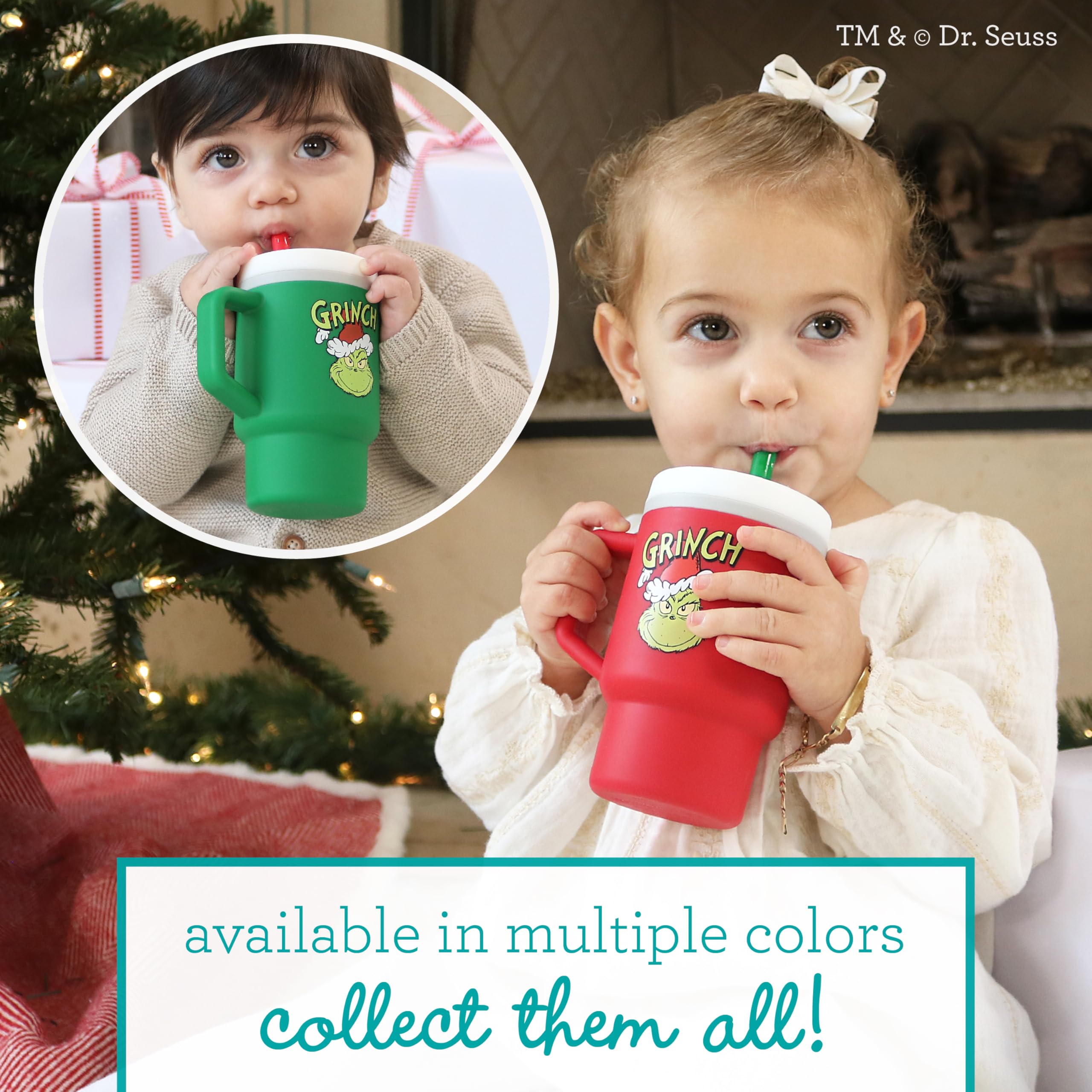 Infantino My 1st Tumbler 9 Oz Silicone Sippy Cup, Red Grinch