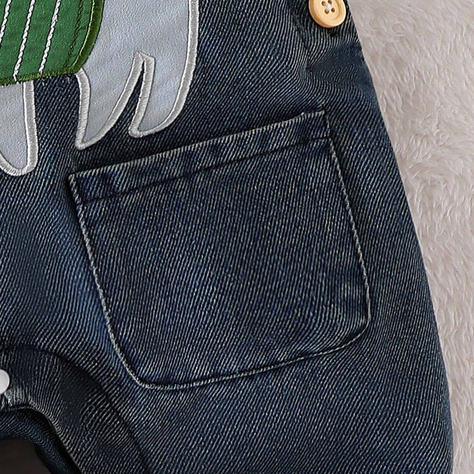 9-12 Month Boy Clothes Baby Fall Winter Outfits Infant Long Sleeve Striped Romper Cute Dog Cartoon Button Jeans Overalls Pants Set Green 9-12 Months