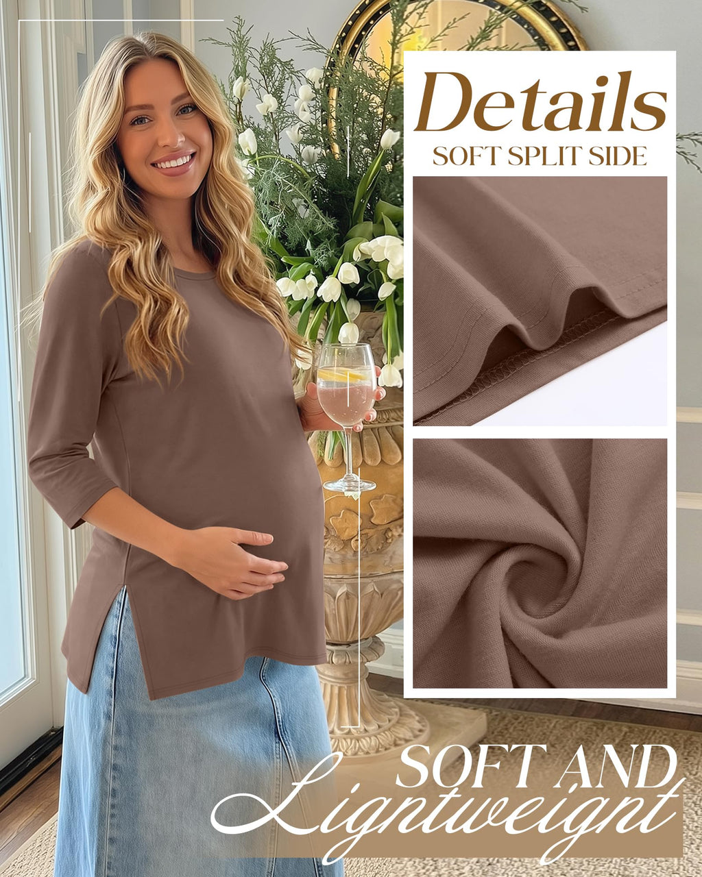 Baggyfly 3 Pack Women's Maternity Round Neck Tunics Tops, 3-Color, XX-Large
