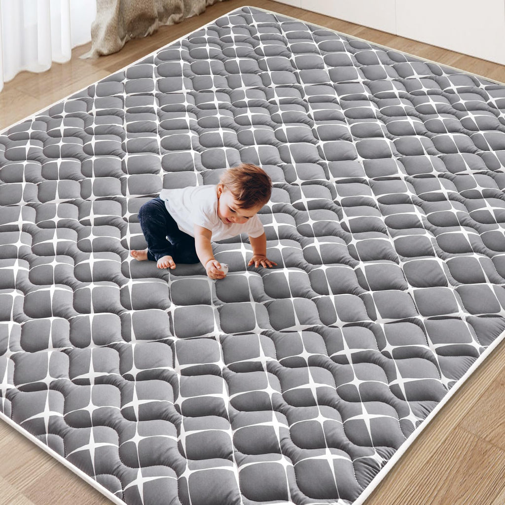 Baby Play Mat - 65" X 50",Premium Thicker Foam One-Piece Machine Washable, Extra Large Anti-Slip Soft Cushioning Foam Playmats for Babies and Toddlers, Foldable Baby Crawling Mat for Playpen