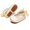 PHIRAMIN Baby Girls Satin Gold Mary Jane Flats - Infant 12-18 Months Walking Shoes Soft Rubber Sole Princess Wedding