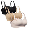 iloveSIA 3PACK Nursing & Pumping Bras, Black Pink Nude, XL