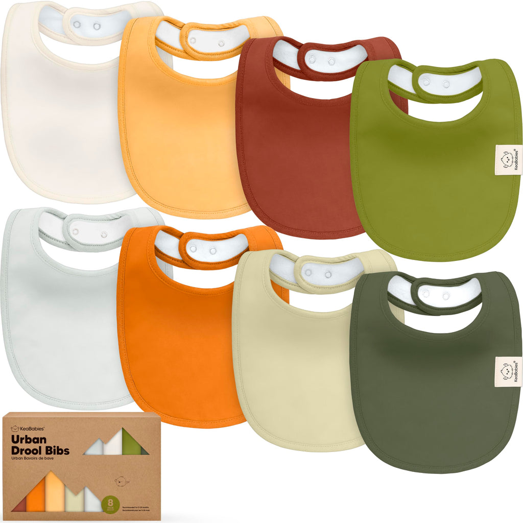 KeaBabies 8-Pack Organic Baby Bibs for Drooling and Teething (Sahara)