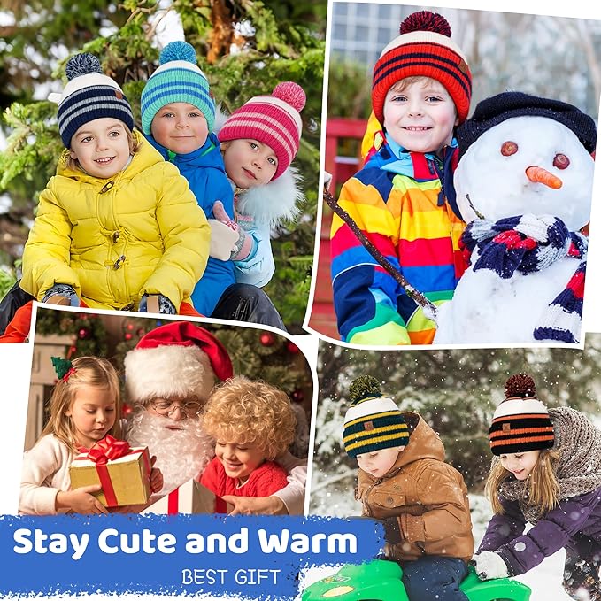 FZ FANTASTIC ZONE Kids Toddler Winter Hat Beanie with Warm Fleece Ski Baby Hats for 2-7 Years Skull Cap Baby Boys Girls Gifts