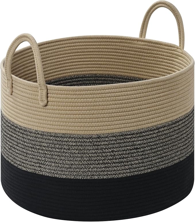 67L Storage Basket for Organizing, 20"×13" Large Laundry Baskets, Cotton Rope Woven Blanket Basket, Toy Storage for Kids, Collapsible Blankets Storage for Living Room, Nursery Room