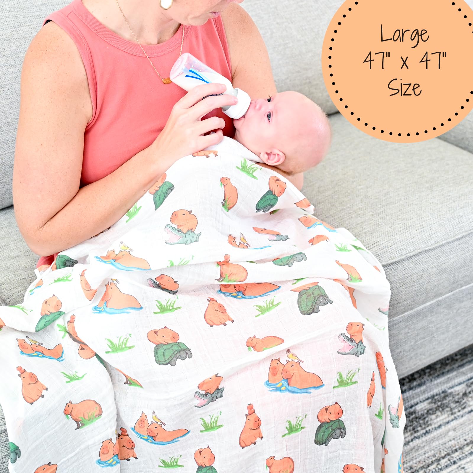 LollyBanks Muslin Swaddle Blankets, 100% Organic Cotton Baby Swaddle