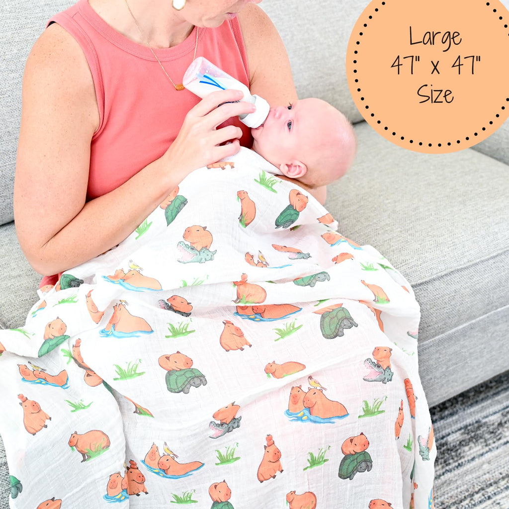 LollyBanks Muslin Swaddle Blankets, 100% Organic Cotton Baby Swaddle