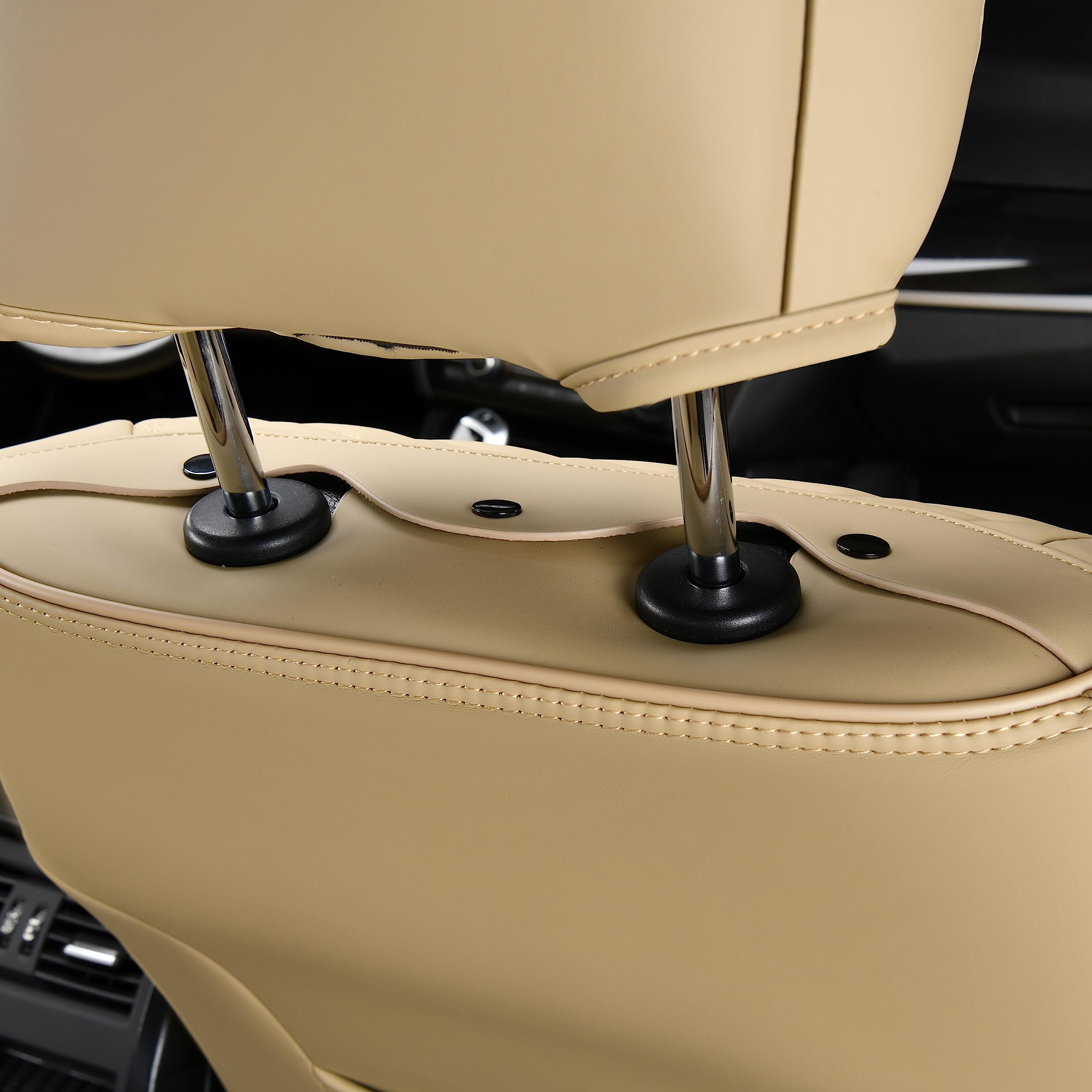 FLORICH Leather Seat Covers, Seat Covers Full Set, Car Seat Protectors 5 Seats, Automotive Seat Covers Fit for Most Cars Trucks-Beige