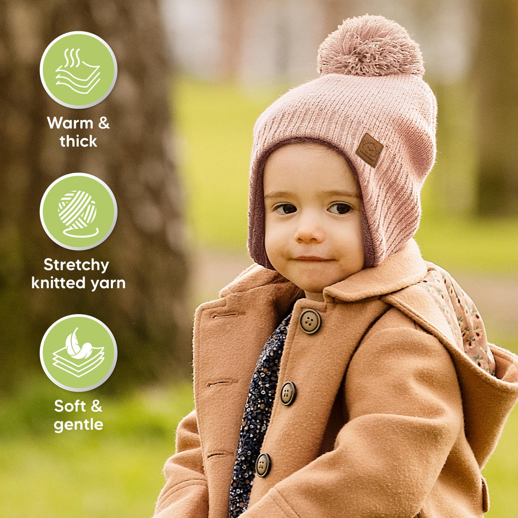 KeaBabies Baby Beanies, Winter Baby Hats for Boys, Girls (Blush, 6-36M)