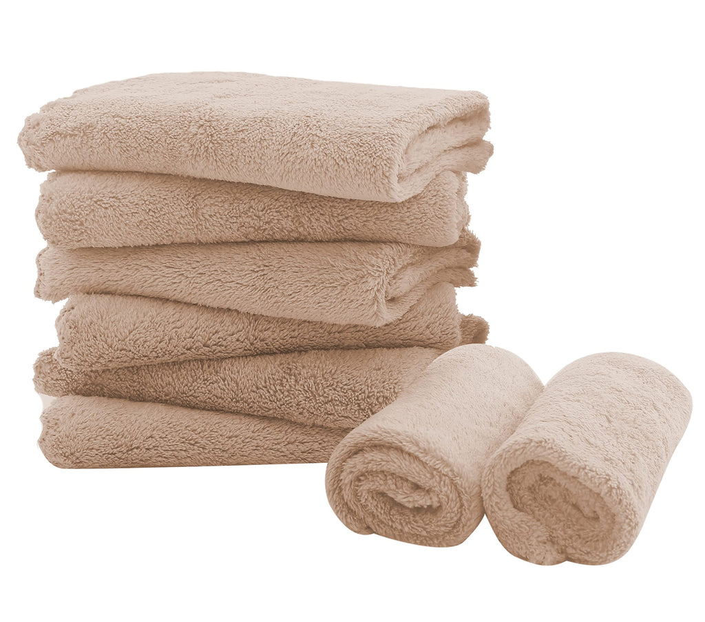 Spotted Play 8 Pack Burp Cloths for Baby - 20'' by 10'' Ultra Absorbent Coral Fleece Burping Cloths, Newborn Towel - Milk Spit Up Rags - Brown, 8 Piece Set