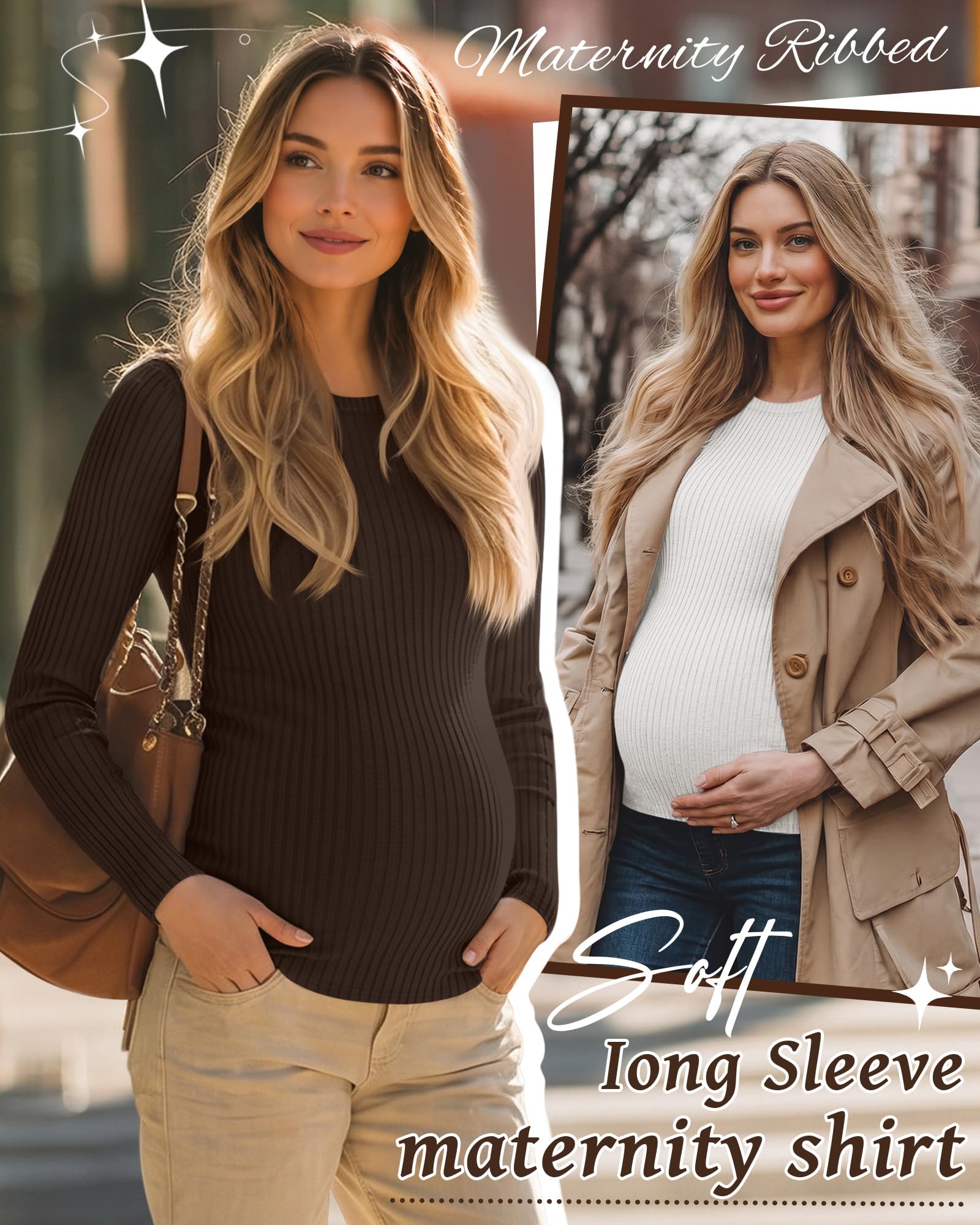 Riyiper 3 Pack Womens Maternity Shirts, 3-Color, XX-Large