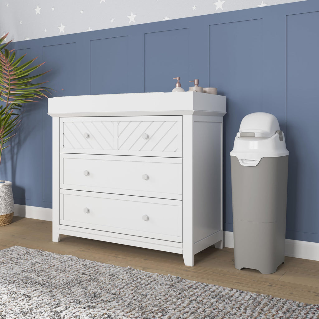Foundations Tall Diaper Pail with Airtight Lid, Gray