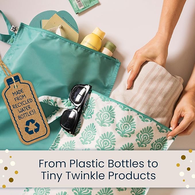 Tiny Twinkle Wet Dry Bag – 2 Pack Reusable Waterproof & Mess Proof Wet Bags for Swimsuits & Travel, Baby Towels & Beach Essentials,a Diaper Bag Must-Have(Pink, Brown Checkers)
