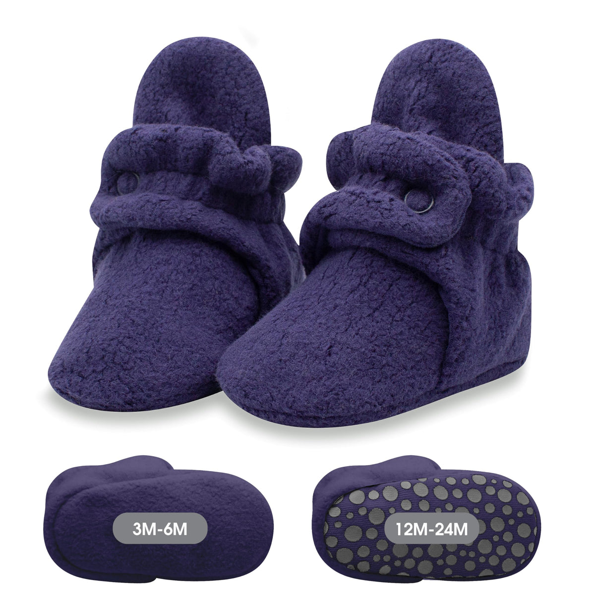 Zutano Unisex Fleece Baby Booties with Organic Cotton Lining, Newborn Essentials, True Navy, 3 Months