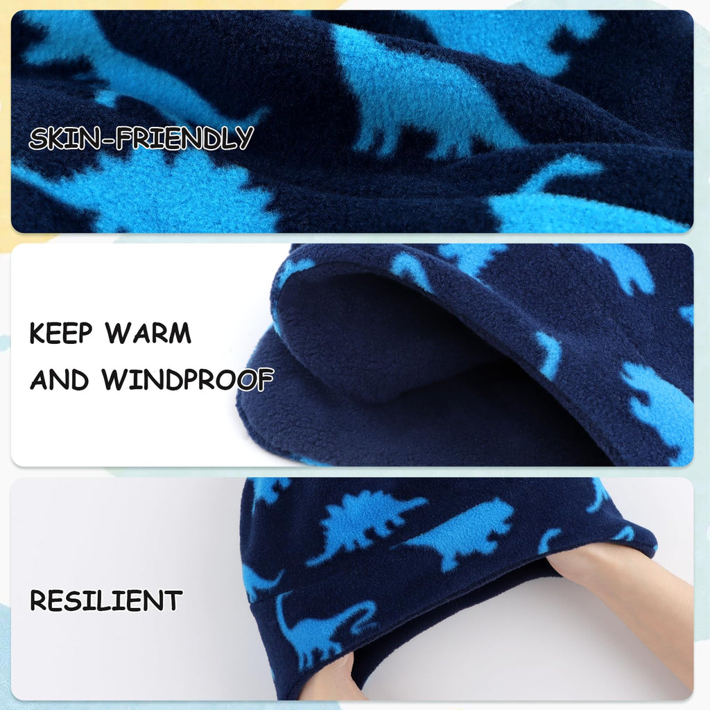 Duoyeree Kids Beanie Dinosaur Pom Pom Knit Winter Hat Fleece Lined for 1-7T