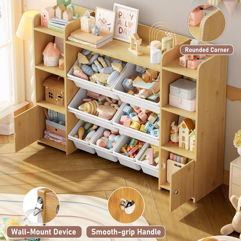 FOTOSOK Toy Storage Organizer with 8 Toy Bins, Toy Organizer Toy Bin for Kids
