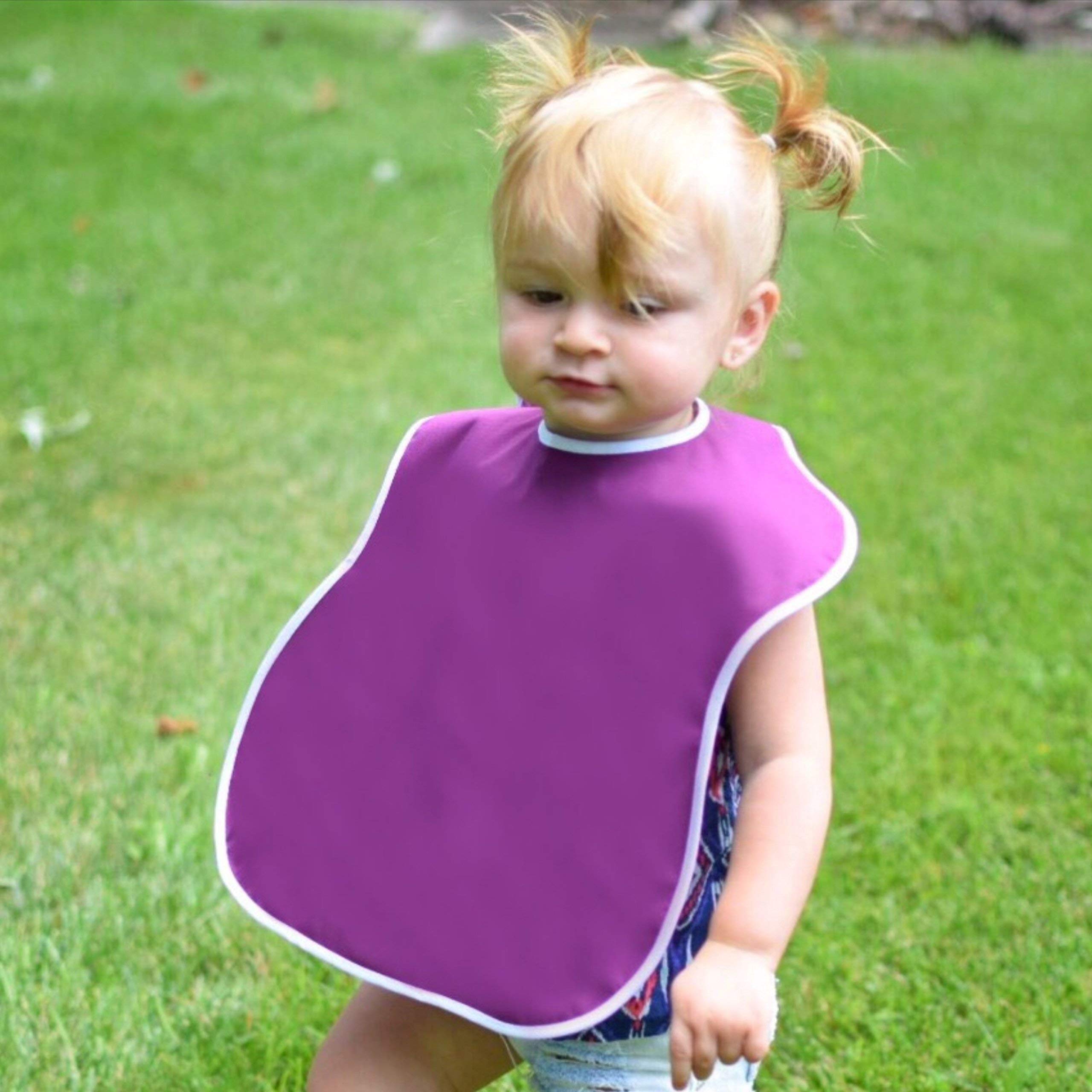 Toppy Toddler - 4 pcs Pastel Multi Color Large Waterproof Baby Bibs for 1-4 years old – Lightweight, Soft & Durable Fabric Bibs with Snap Buttons for Girls and Boys, Dryer safe and Easy to Clean
