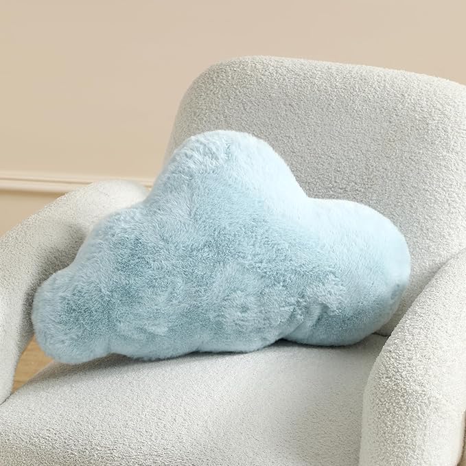 YRXRUS Cloud Pillows, Blue Cloud Shaped Pillow, Decorative Throw Pillow Gifts, Cute Plush Room Decor, Fluffy Faux Rabbit Fur 13"x21" Pillows for Living Bedroom Kids Room