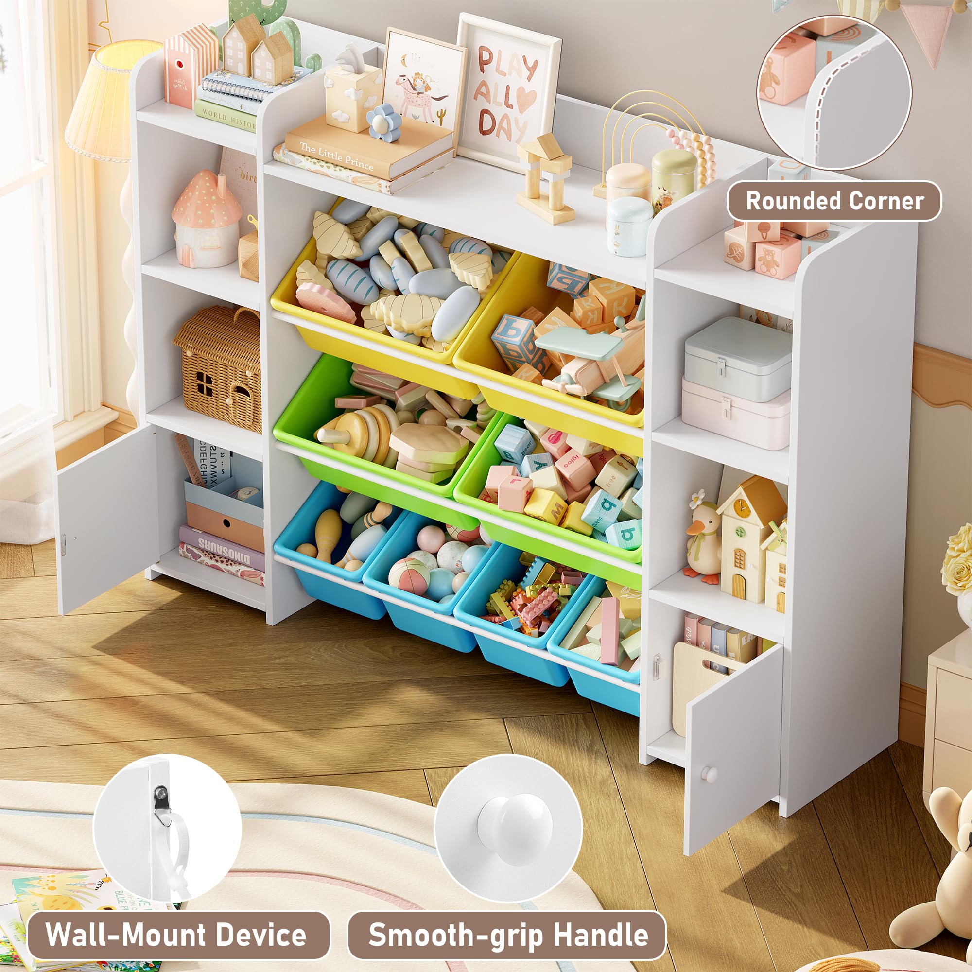 FOTOSOK Storage Organizer with 8 Bins, Organizer Bin