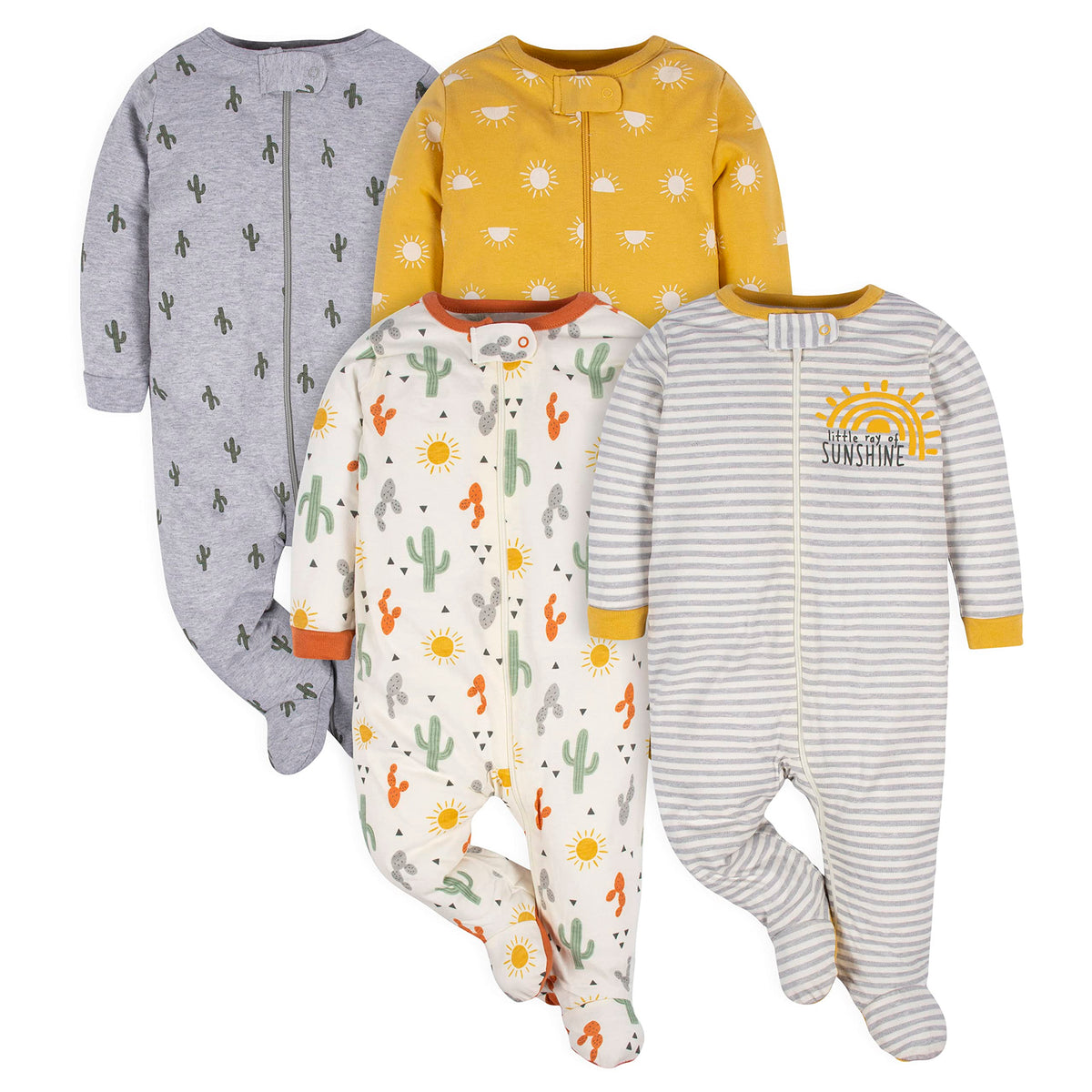 Gerber Baby Girls 4 Pack Sleep 'N Play Footie Bunny Smiley Newborn
