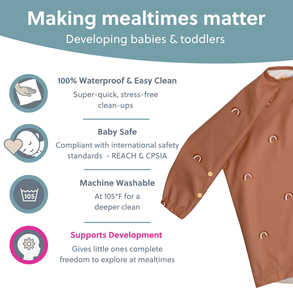 BIBaDO Attachable Long Sleeve Bib for Babies & Toddlers – Easy Clean