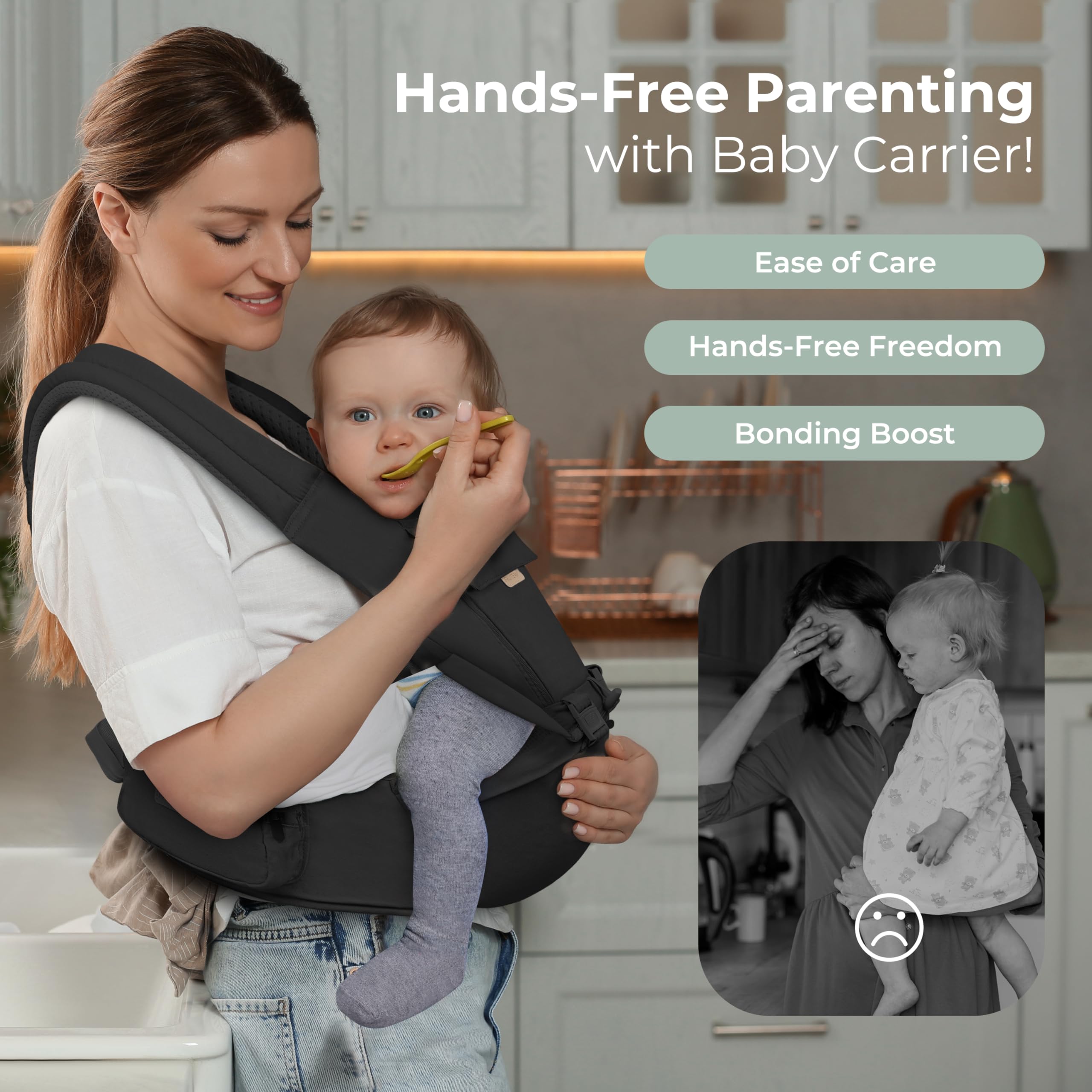 FRUITEAM Safety-Certified Baby Carrier with Hip Seat Newborn to Toddler