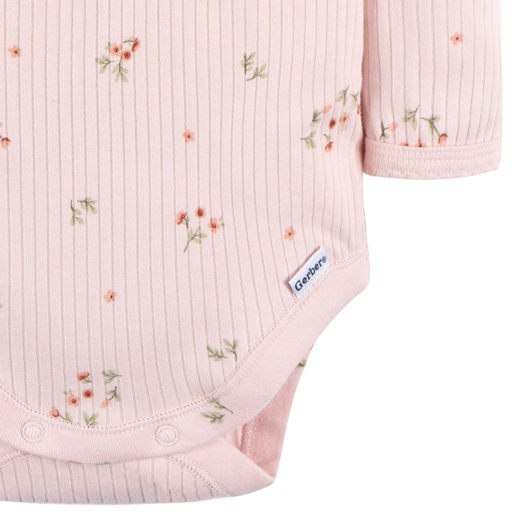 Gerber Baby Girls' 2-Pack Bodysuits, Floral, 3-6 Months
