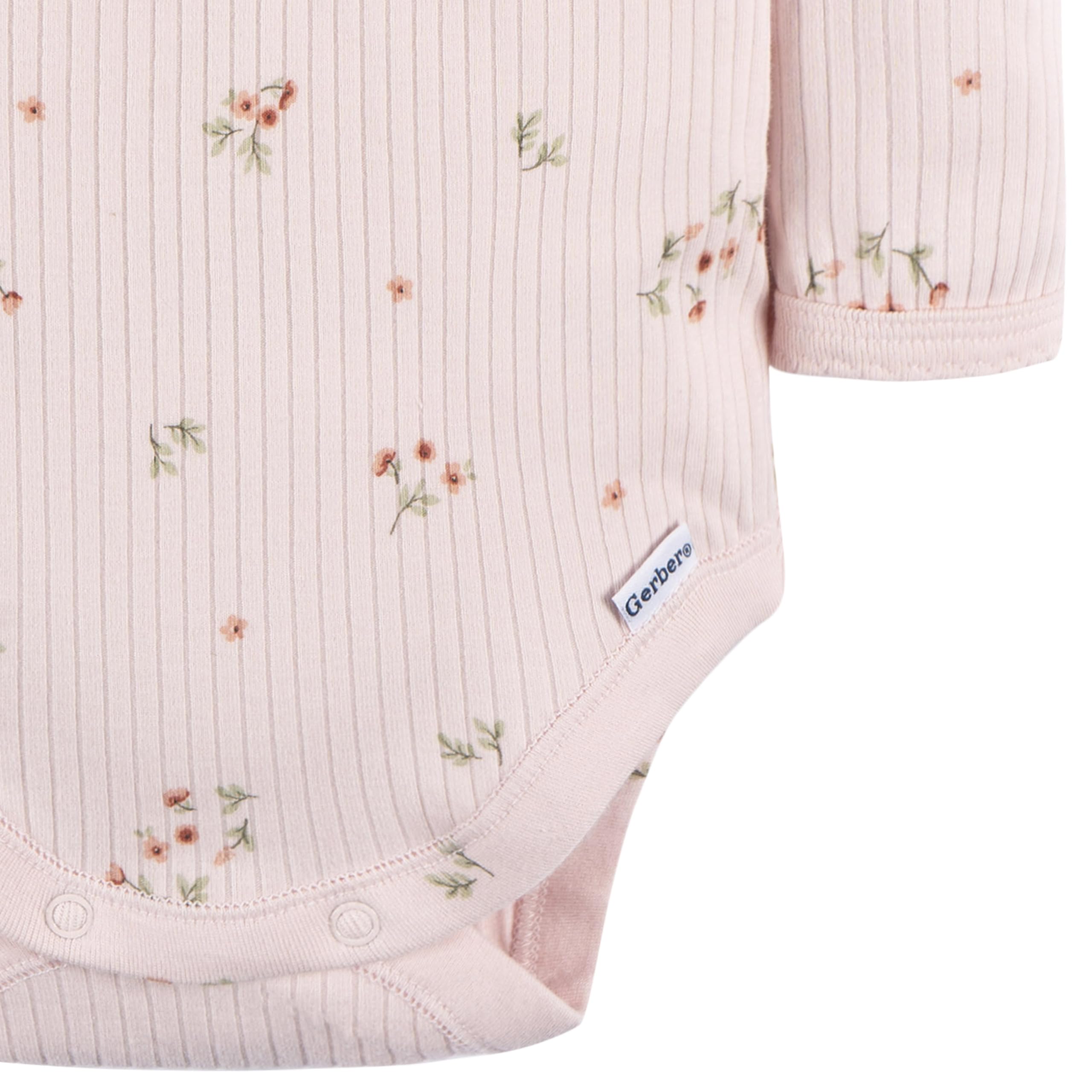 Gerber Baby Girls' 2-Pack Bodysuits, Floral, 3-6 Months
