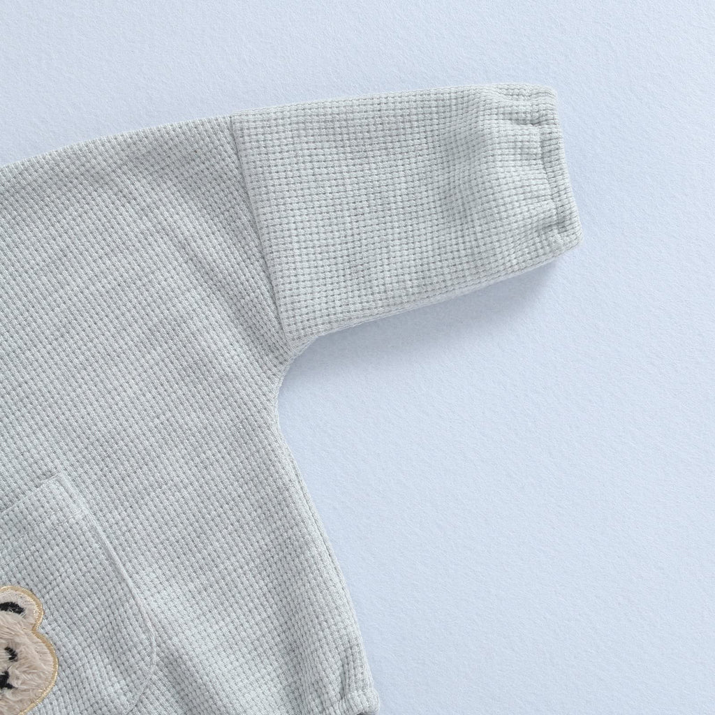 Cute Baby Sweatshirt Romper Waffle Knit Baby Clothes Infant Girl Boy Fall Winter Outfits (Gray, 18-24 Months)