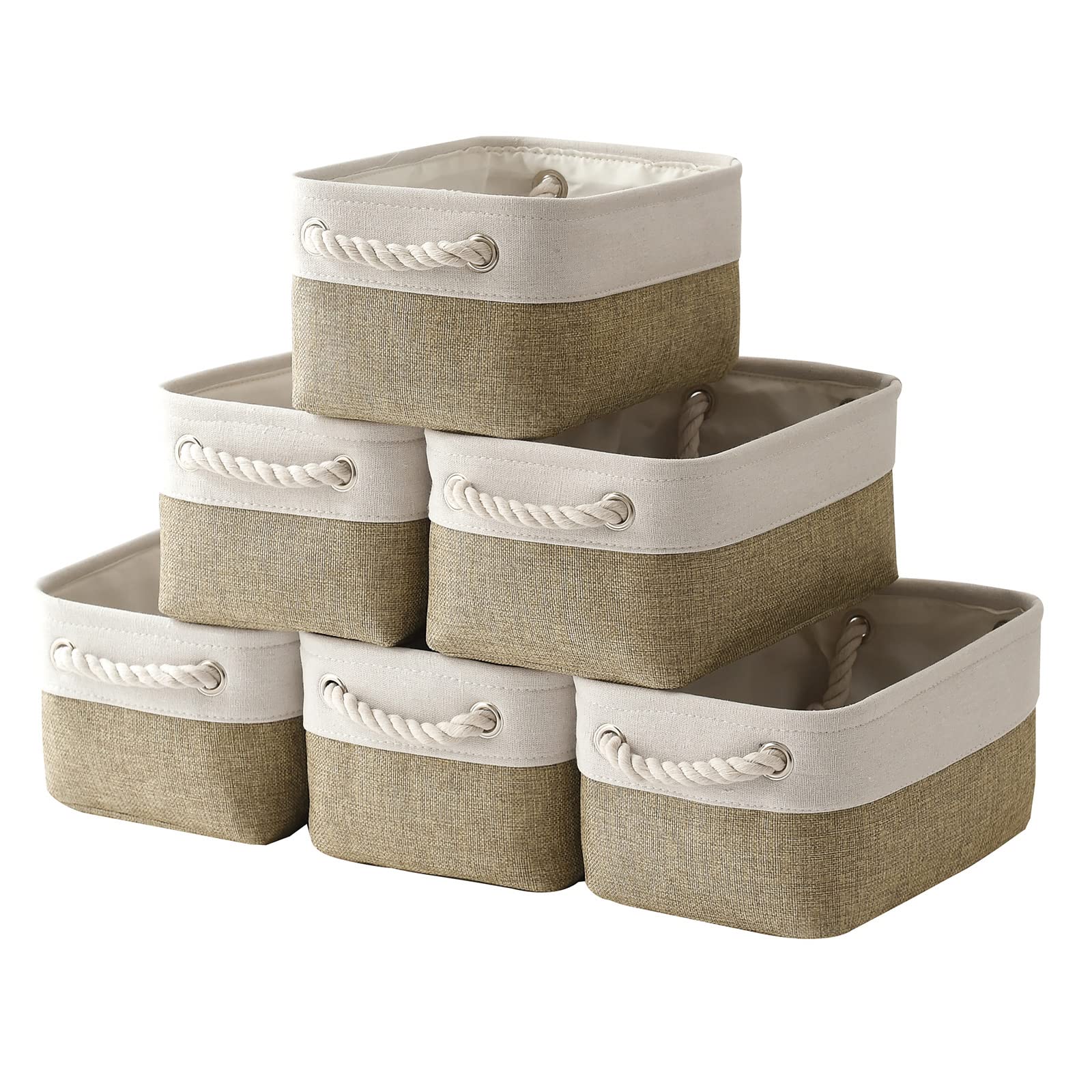 Sacyic Small Storage Baskets for shelves,Fabric Storage Baskets for closet,rectangular Collapsible baskets for organizing clothes,books,gifts