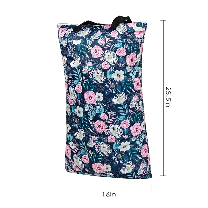 wegreeco Reusable Hanging Wet Dry Cloth Diaper Bag (Flower-1)