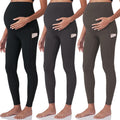 POSHDIVAH 3 Pack Women's Maternity Leggings, Black Grey Brown X-Large