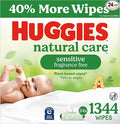 Huggies Natural Care Sensitive Baby Wipes, Unscented, Hypoallergenic, 99% Purified Water, 24 Soft Packs of 56 (1344 Wipes Total)