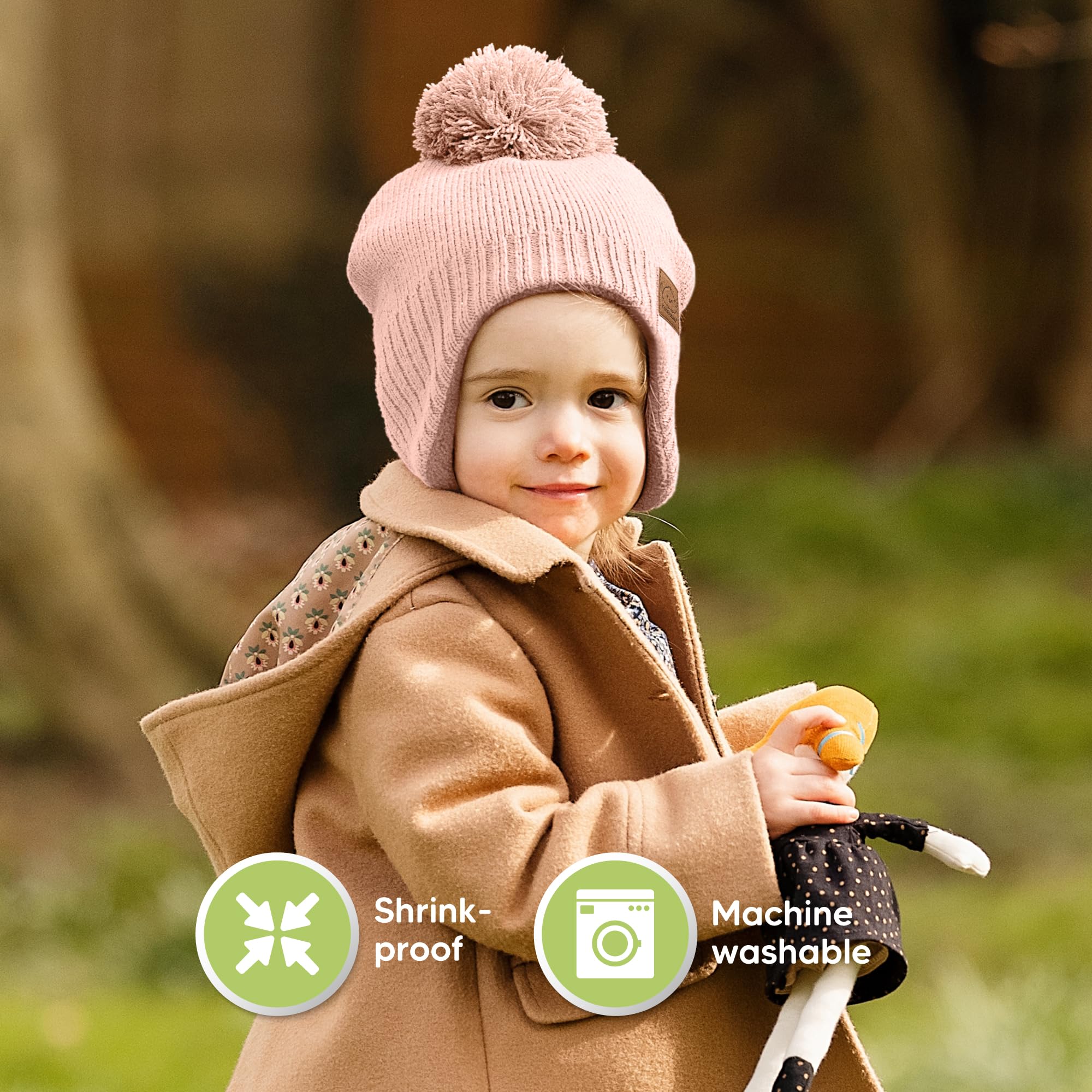 KeaBabies Baby Beanies, Winter Baby Hats for Boys, Girls (Blush, 6-36M)