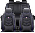 Leather Car Seat Covers Fit for LR LR4 2009-2016, 5 Seater Waterproof and Wear-Resistant Seat Cover Interior Accessories(Full Set with Pillow,Black&Blue)