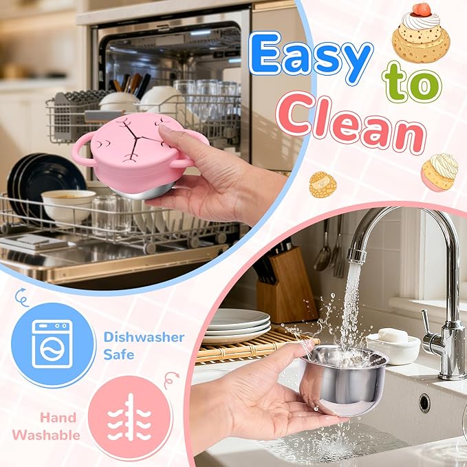2 Pack Toddler Snack Containers –13.5oz Food Grade Stainless Steel Snack Cups for Toddlers Spill Proof with Snowflake Silicone Lids & Handles, Baby Snack Containers, Dishwasher Safe Toddler Snack Cups