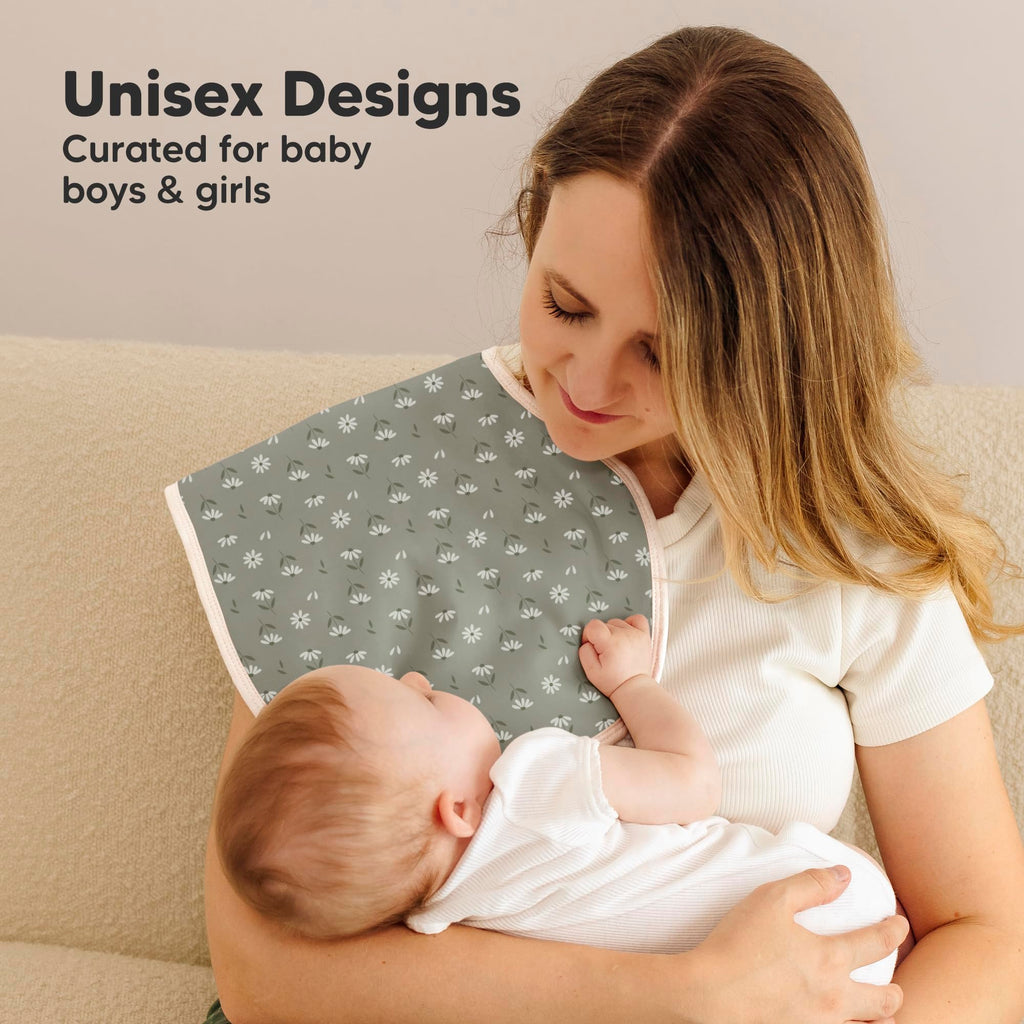KeaBabies 4-Pack Baby Burp Cloths Baby Girl, Boy, Organic Cotton (Fleur)