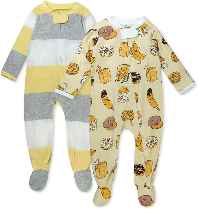 HonestBaby Sleep and Play Footed Pajamas One-Piece Sleeper Jumpsuit Zip-Front PJs 100% Organic Cotton for Baby Girls