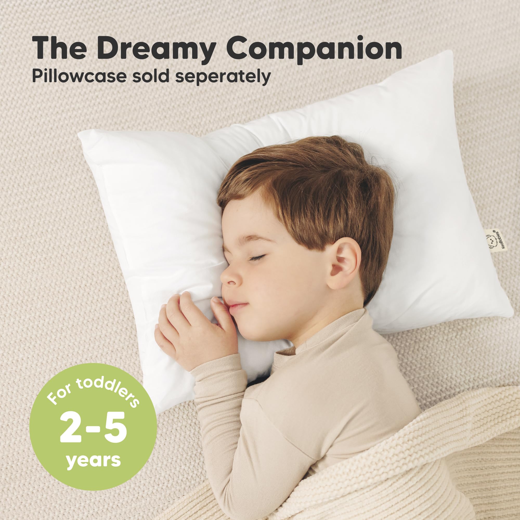 KeaBabies 2pk Toddler Pillows 2 Year Old to 5,13x18 Kids Pillow(Soft White)