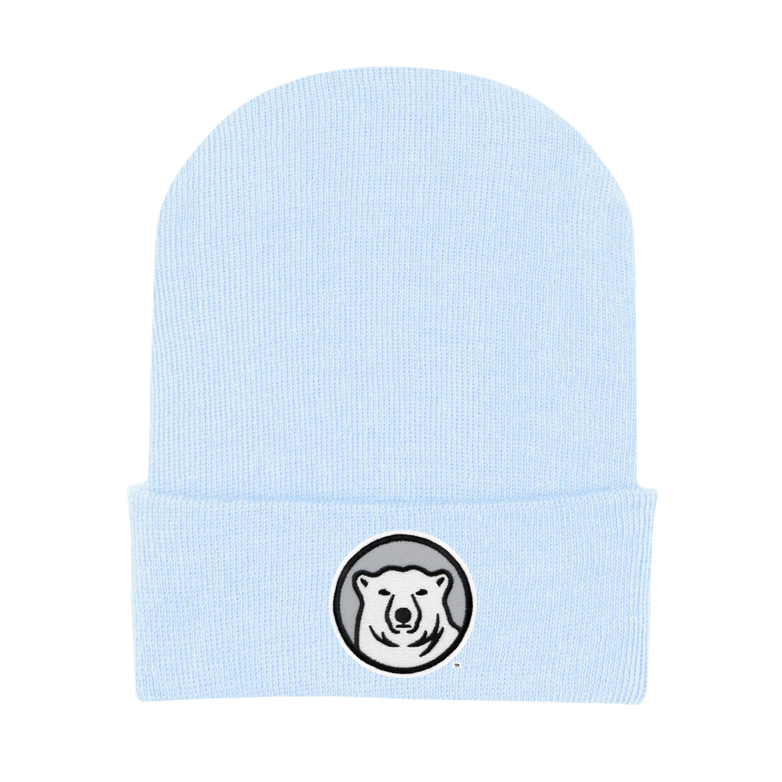 College Baby Infant Knit Cap Bowdoin Polar Bears Logo - Light Blue - Newborn