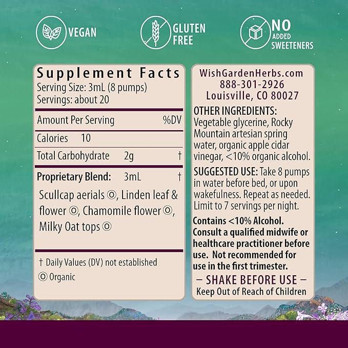 WishGarden Herbs Sleepy Nights for Pregnancy - Plant-Based Herbal Sleep Aid Safe for Pregnant Moms, Organic Sleep Tincture with Chamomile & Scullcap Supports Restful Sleep Without Melatonin, 2oz