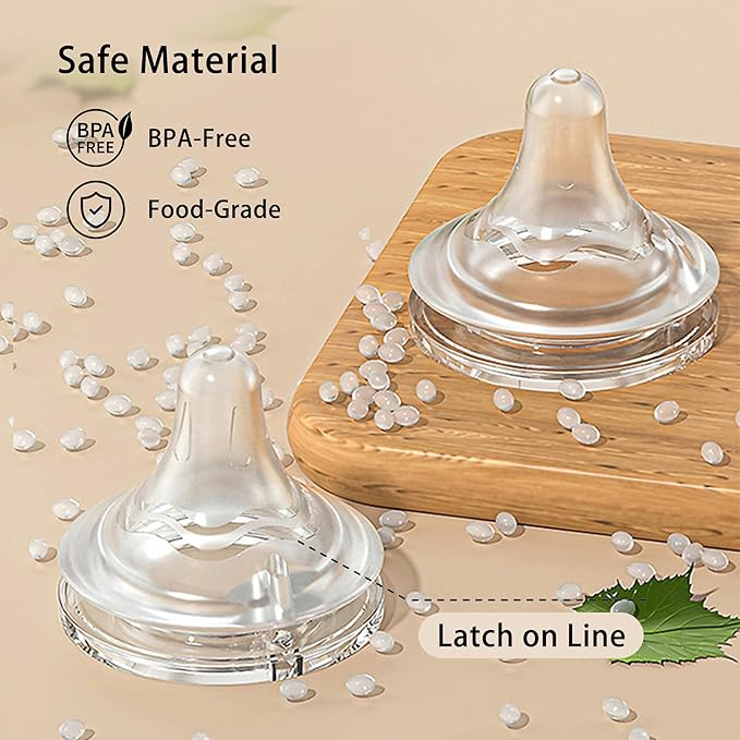 Natural Glass Baby Bottle for Breastfeeding Babies, 8oz Anti-Colic Baby Bottle with Natural Response Nipple(M), Clear, Wide Neck, 2 Pack, 3 Months+