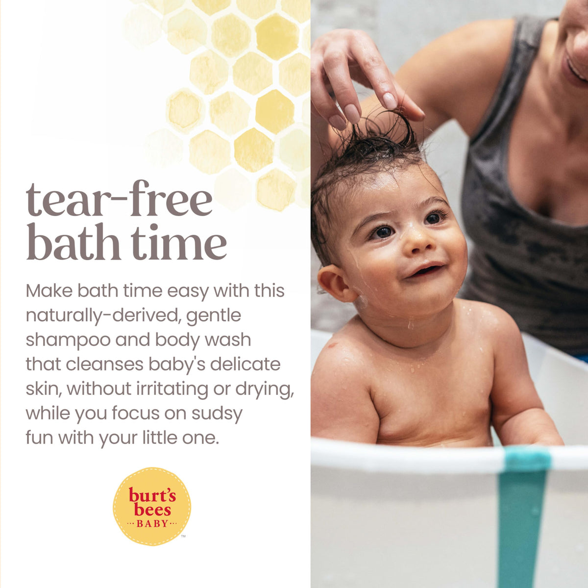 Burt's Bees Baby Sensitive Shampoo and Wash, Fragrance Free, Tear Free, Pediatrician Tested, 98.7% Natural Origin, 21 Fluid Ounces